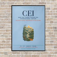 Thumbnail for Mae Fah Luang Chiang Rai International Airport CEI vertical canvas print - framed - light blue background