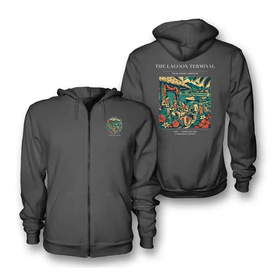 VINTAGE G4057 - The Lagoon Terminal - Premium Zipped Hoodie design on darkgray