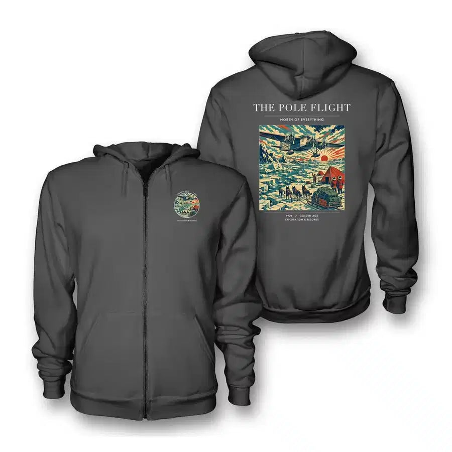 VINTAGE G4019 - The Pole Flight - Premium Zipped Hoodie design on darkgray