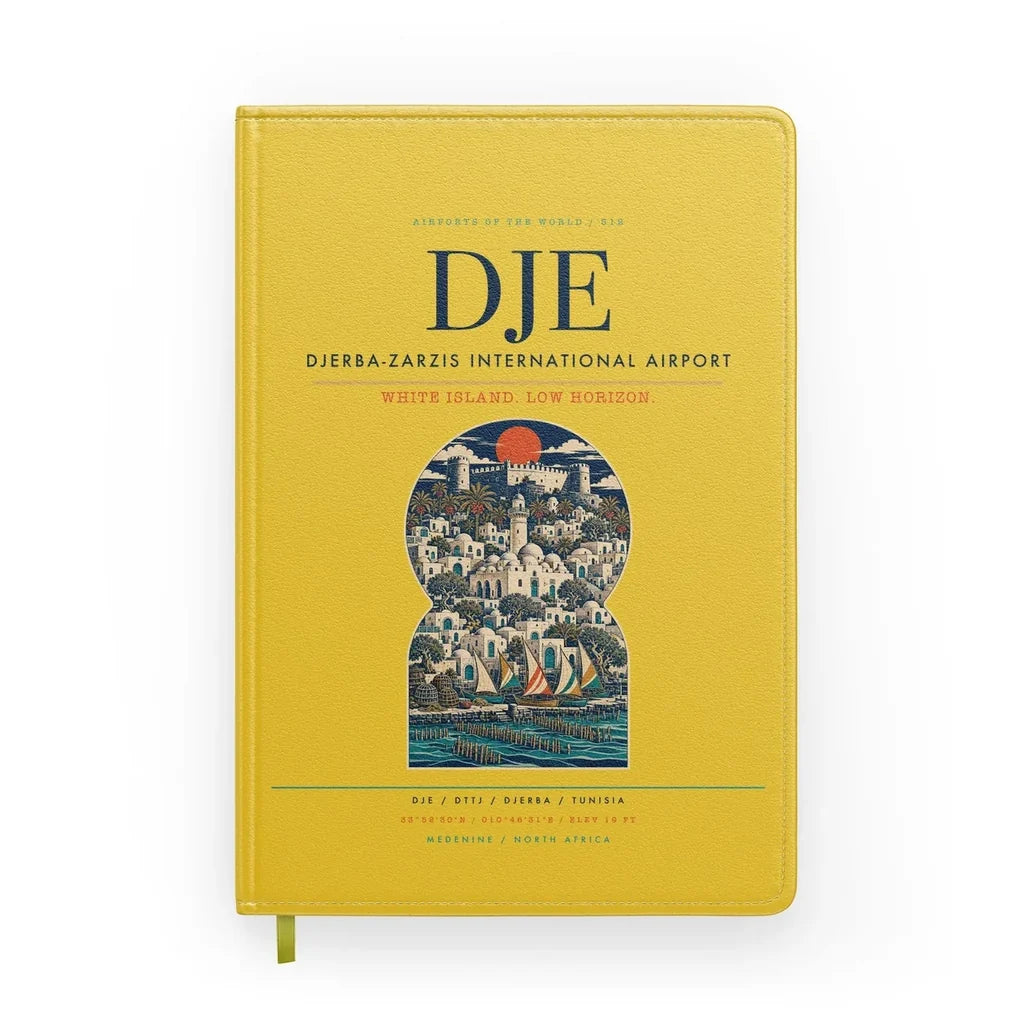 Djerba-Zarzis International Airport (DJE) design on yellow notebook