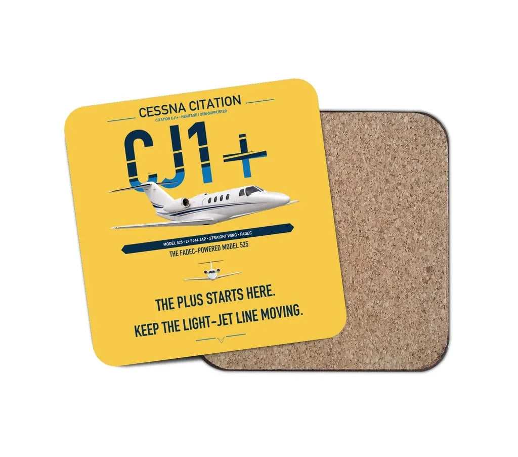 Cessna Citation CJ1+ design on yellow 1 piece coaster