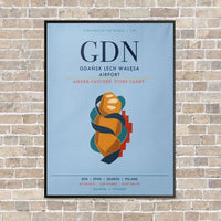 Thumbnail for Gdańsk Lech Wałęsa Airport GDN vertical canvas print - framed - light blue background