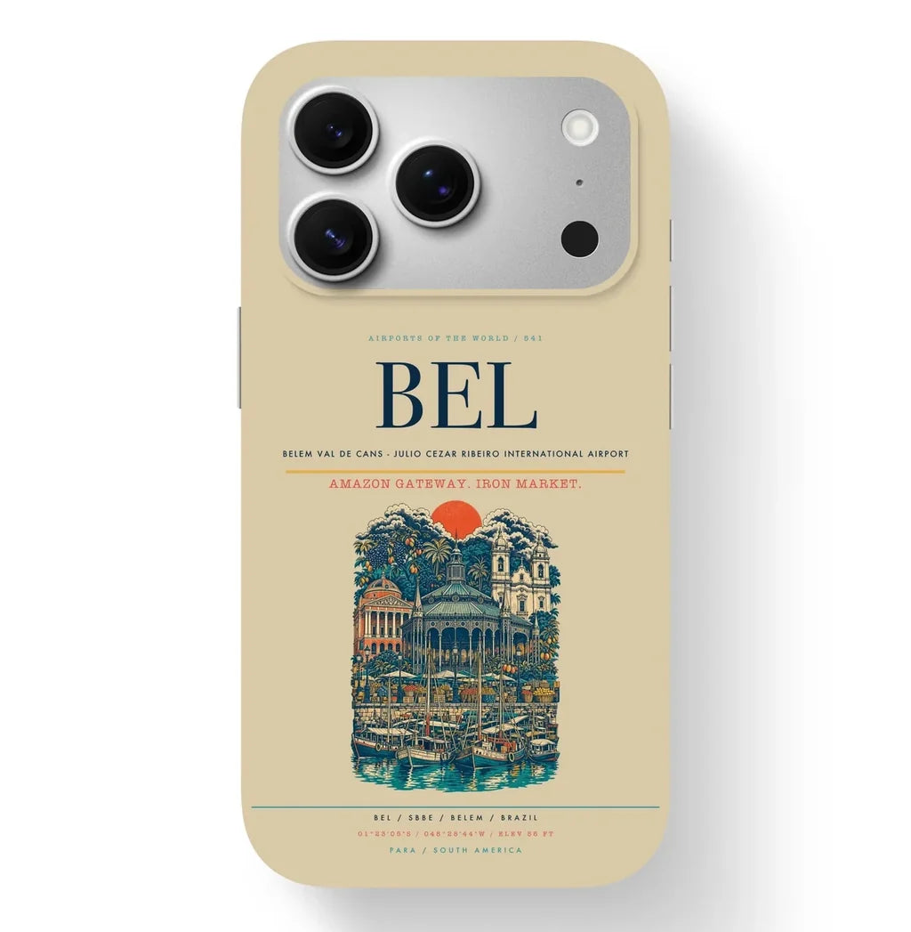 Belem Airport (BEL) design on beige iPhone 17 Pro MagSafe case