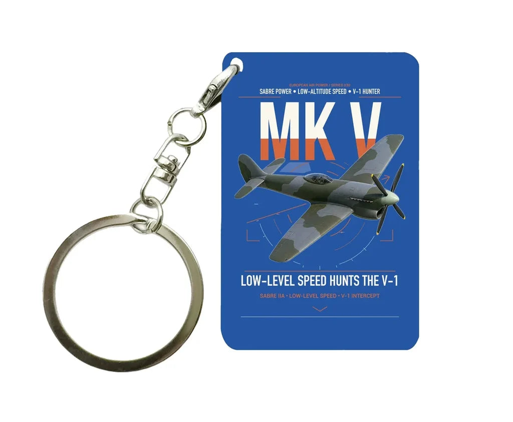 Hawker Tempest Mk V design on blue designed key chain, double-side print