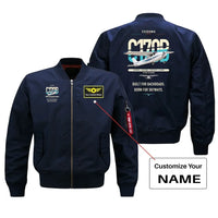 Thumbnail for Cessna 170B design on blue+name bomber jacket, double-side print