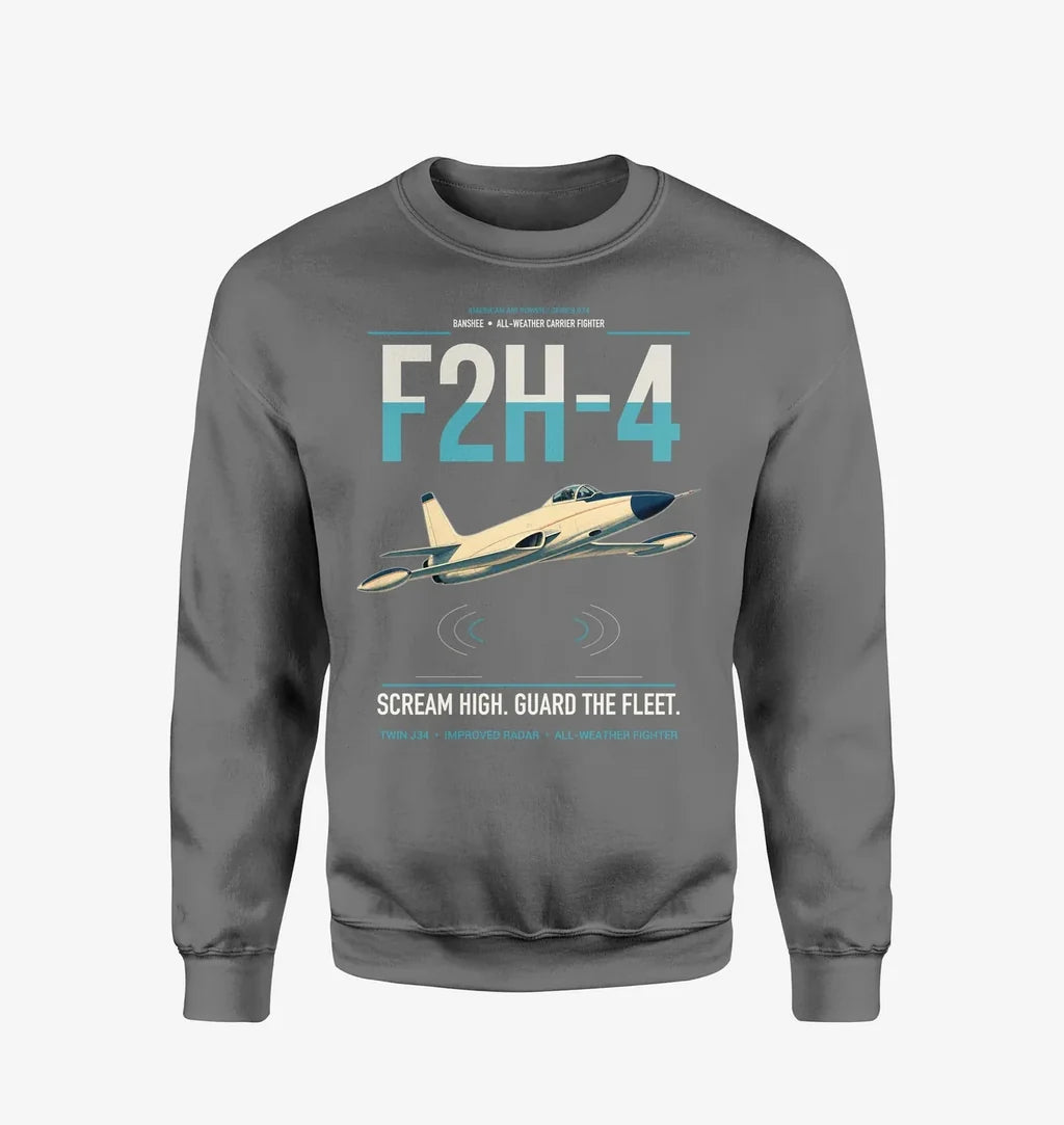 F2H-4 Banshee design on gray sweatshirt