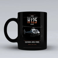 Thumbnail for Airbus H125 design on black ceramic mug, double-side print