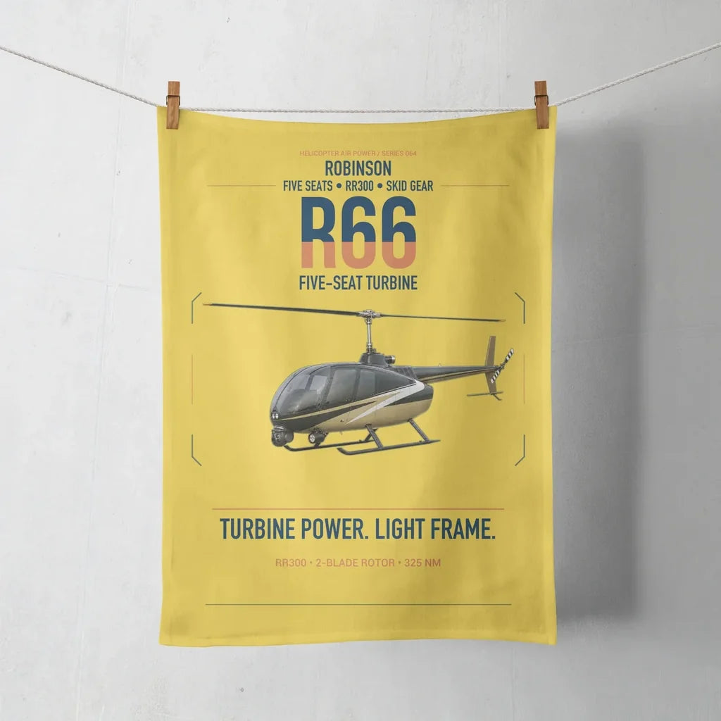 Robinson R66 design on yellow towel