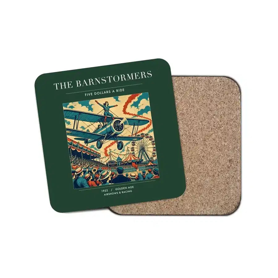 The Barnstormers - Designed Coasters design on dark green 1-piece