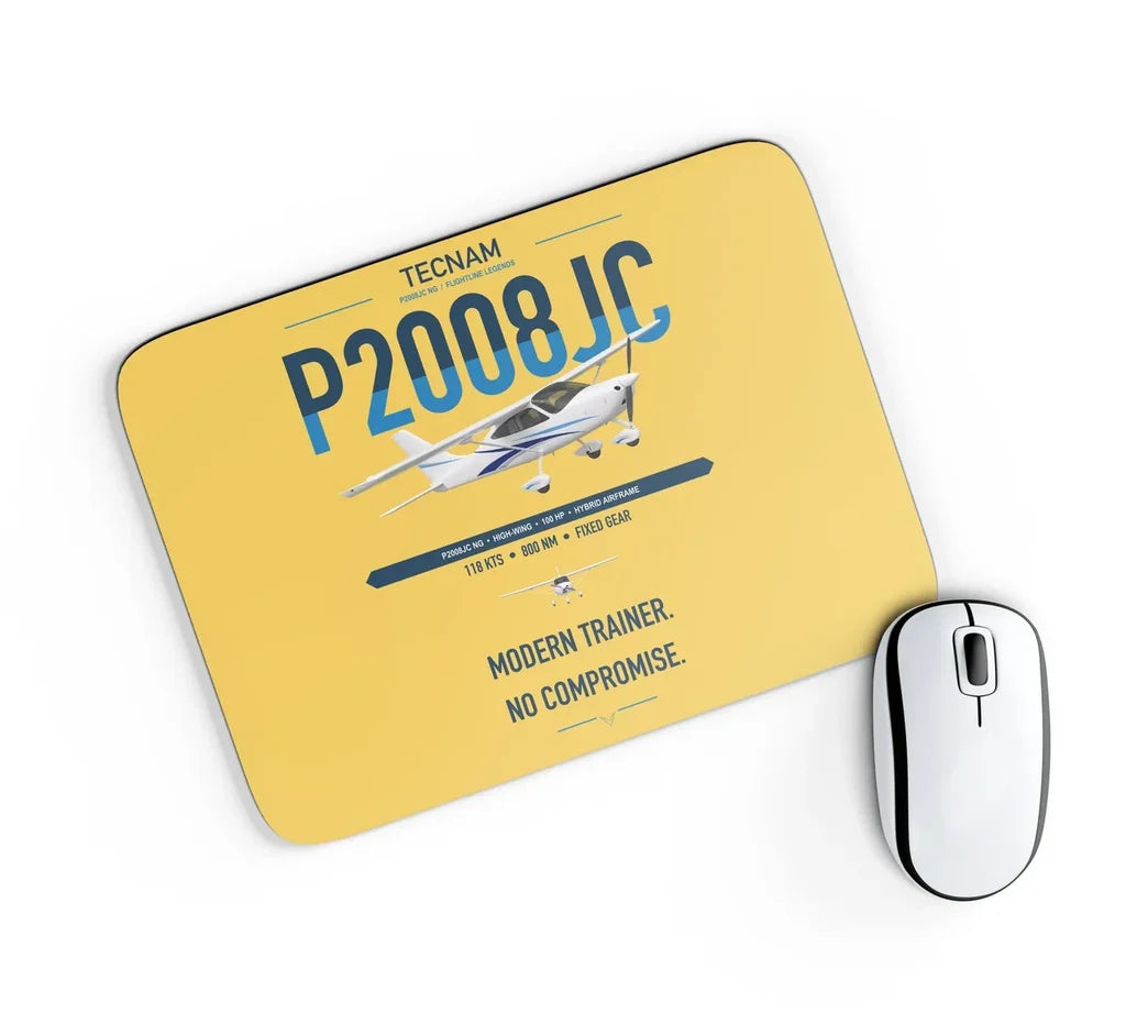 Tecnam P2008JC NG design on yellow rectangle mouse pad