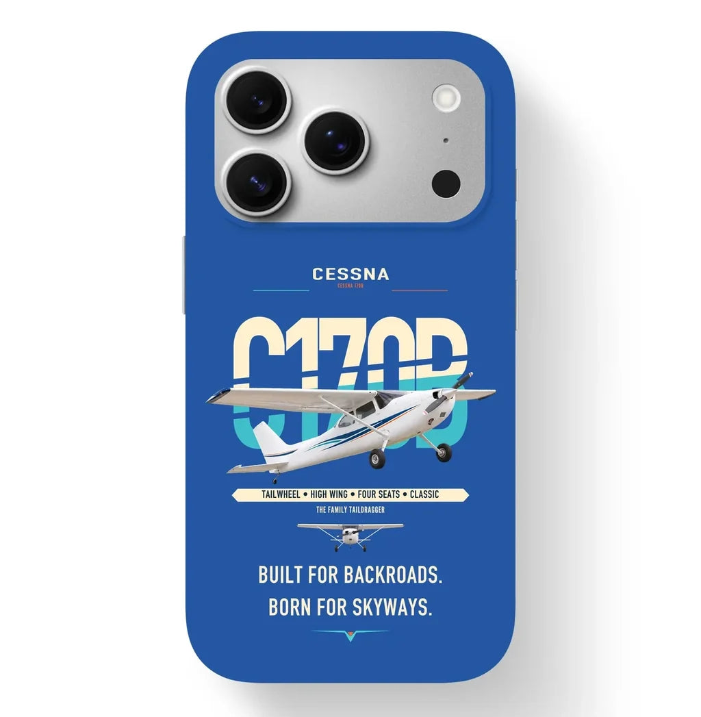 Cessna 170B design on blue magsafe iphone case, for iPhone 17 Pro