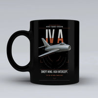 Thumbnail for Dassault Mystère IV A design on black ceramic mug, double-side print