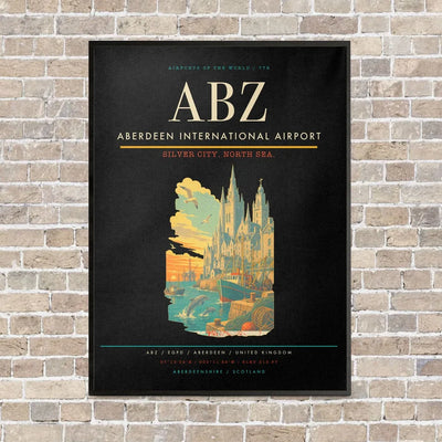 Aberdeen International Airport ABZ - Canvas Framed - Black