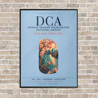 Thumbnail for Ronald Reagan Washington National Airport DCA vertical canvas print - framed - light blue background