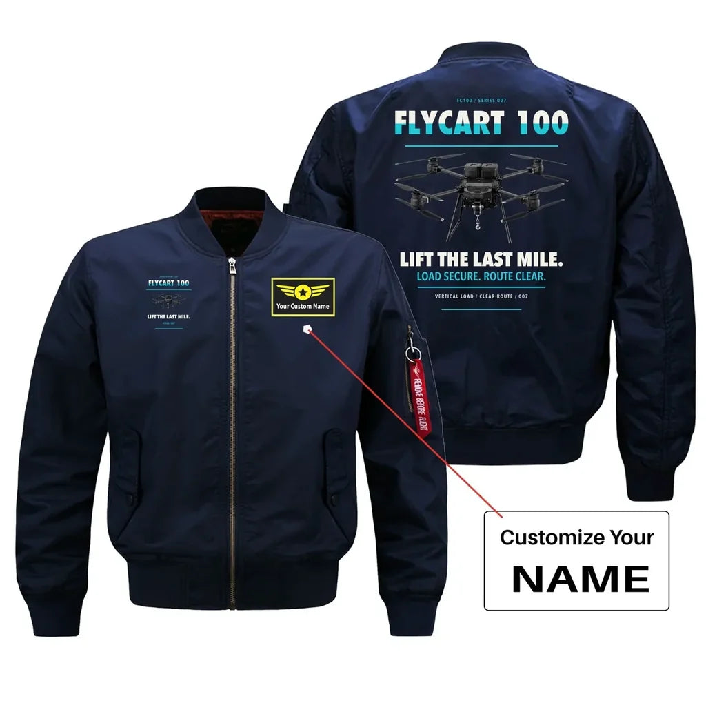 DJI FlyCart 100 design on blue bomber with custom name badge