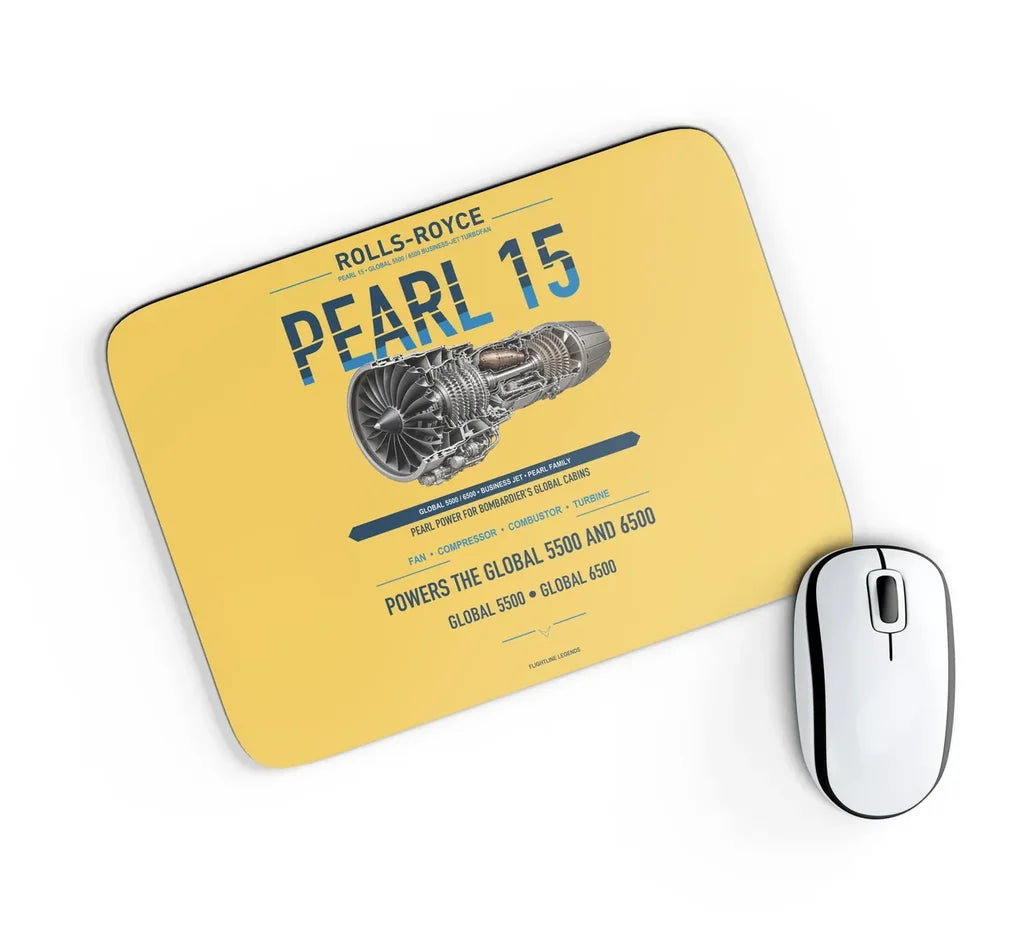 PEARL 15 design on yellow rectangle mouse pad