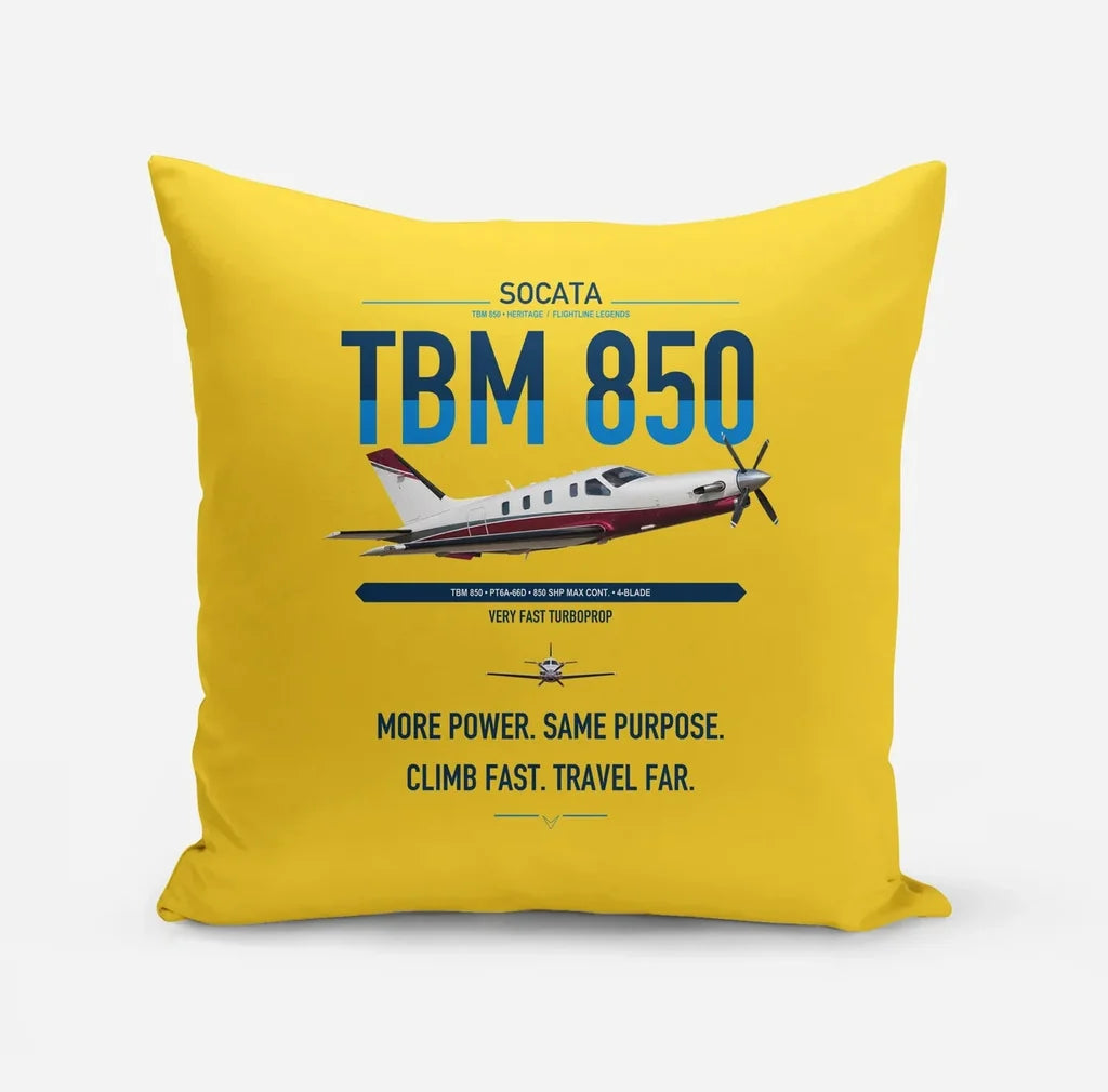 Socata TBM 850 design on yellow pillow