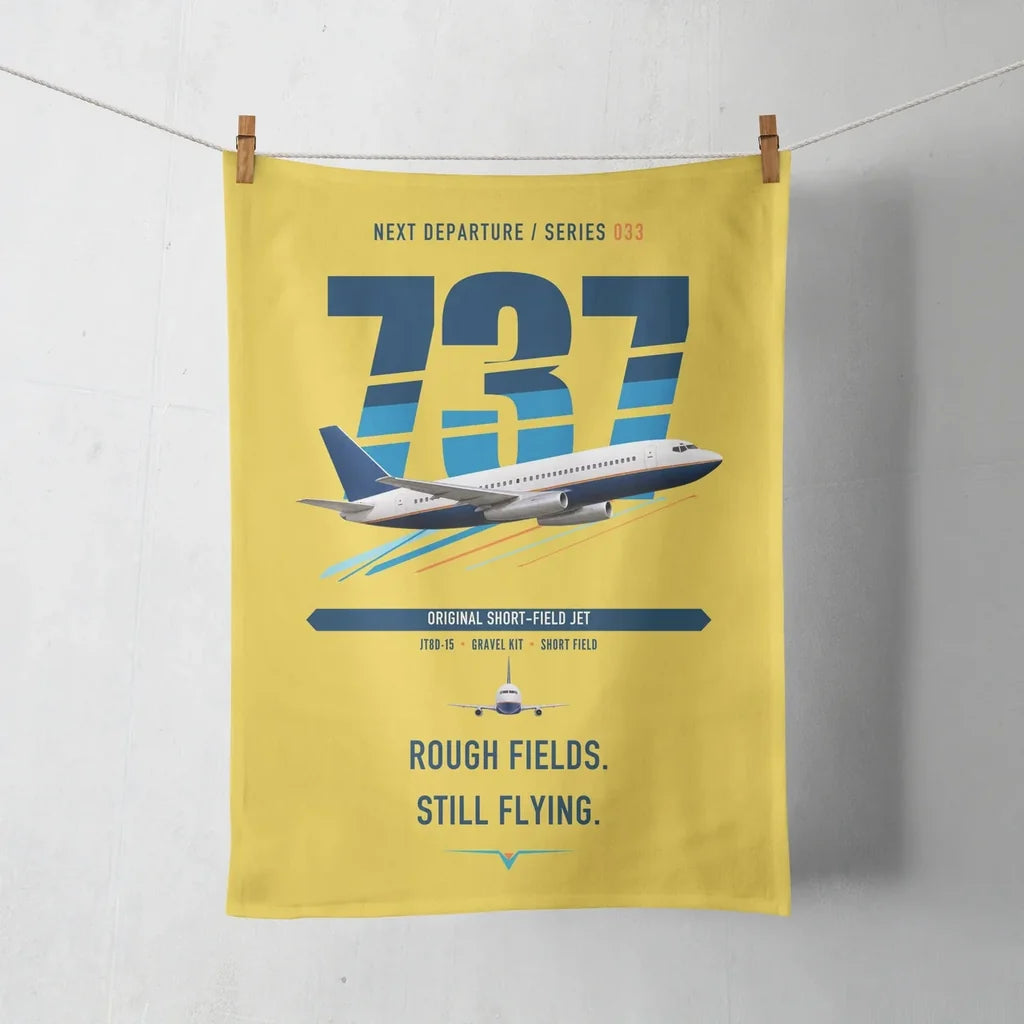 Boeing 737-200 design on yellow towel