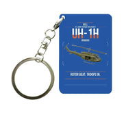 Thumbnail for Bell UH-1H Iroquois design on blue designed key chain, double-side print