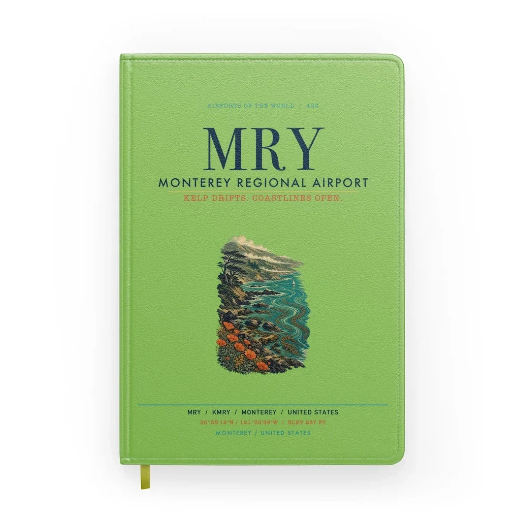 Monterey Regional Airport (MRY) design on light green notebook