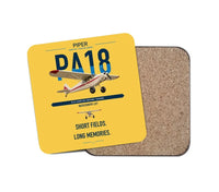 Thumbnail for Piper PA-18 Super Cub design on yellow 1 piece coaster