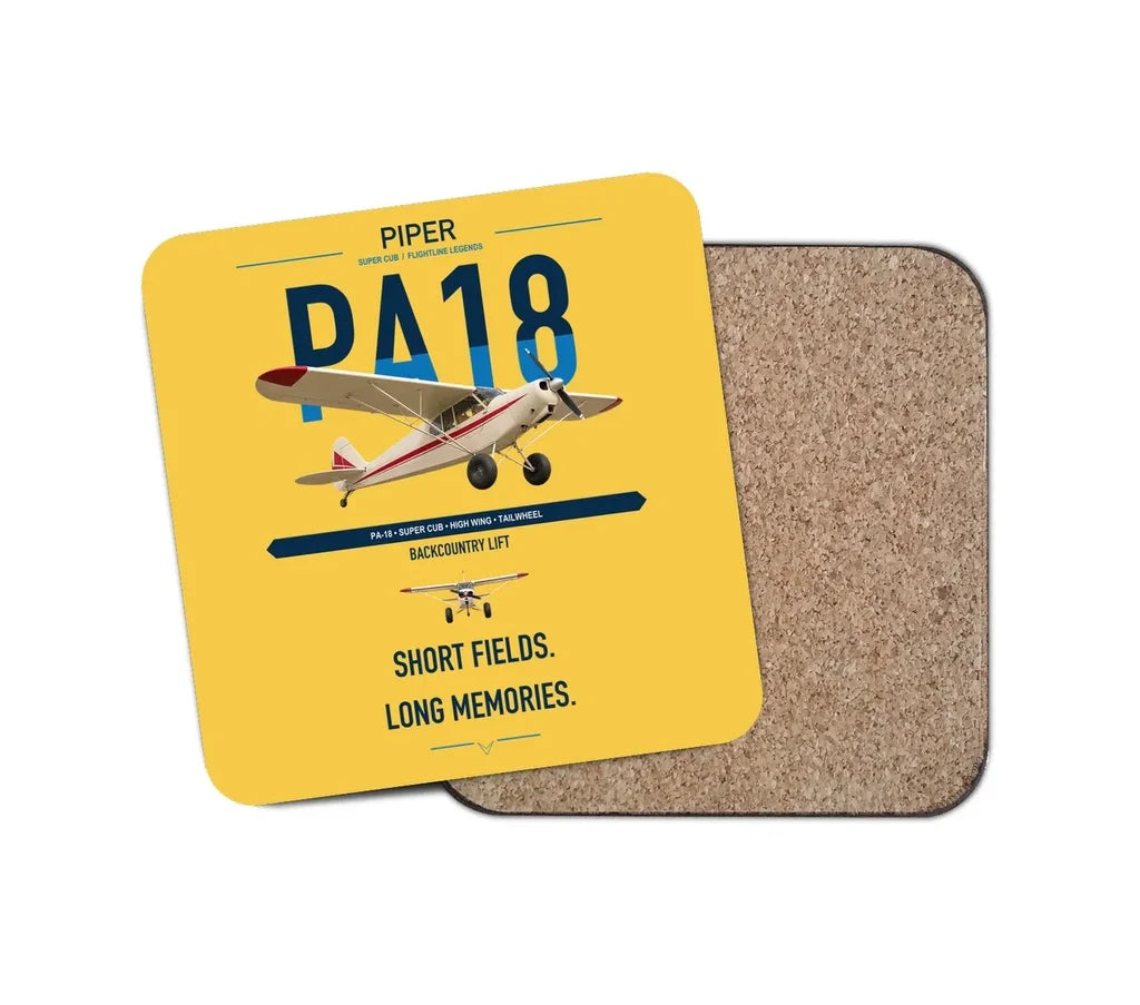 Piper PA-18 Super Cub design on yellow 1 piece coaster