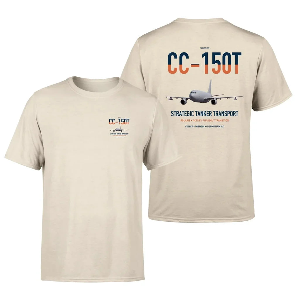Airbus CC-150T Polaris design on beige double-side t-shirt, double-side print