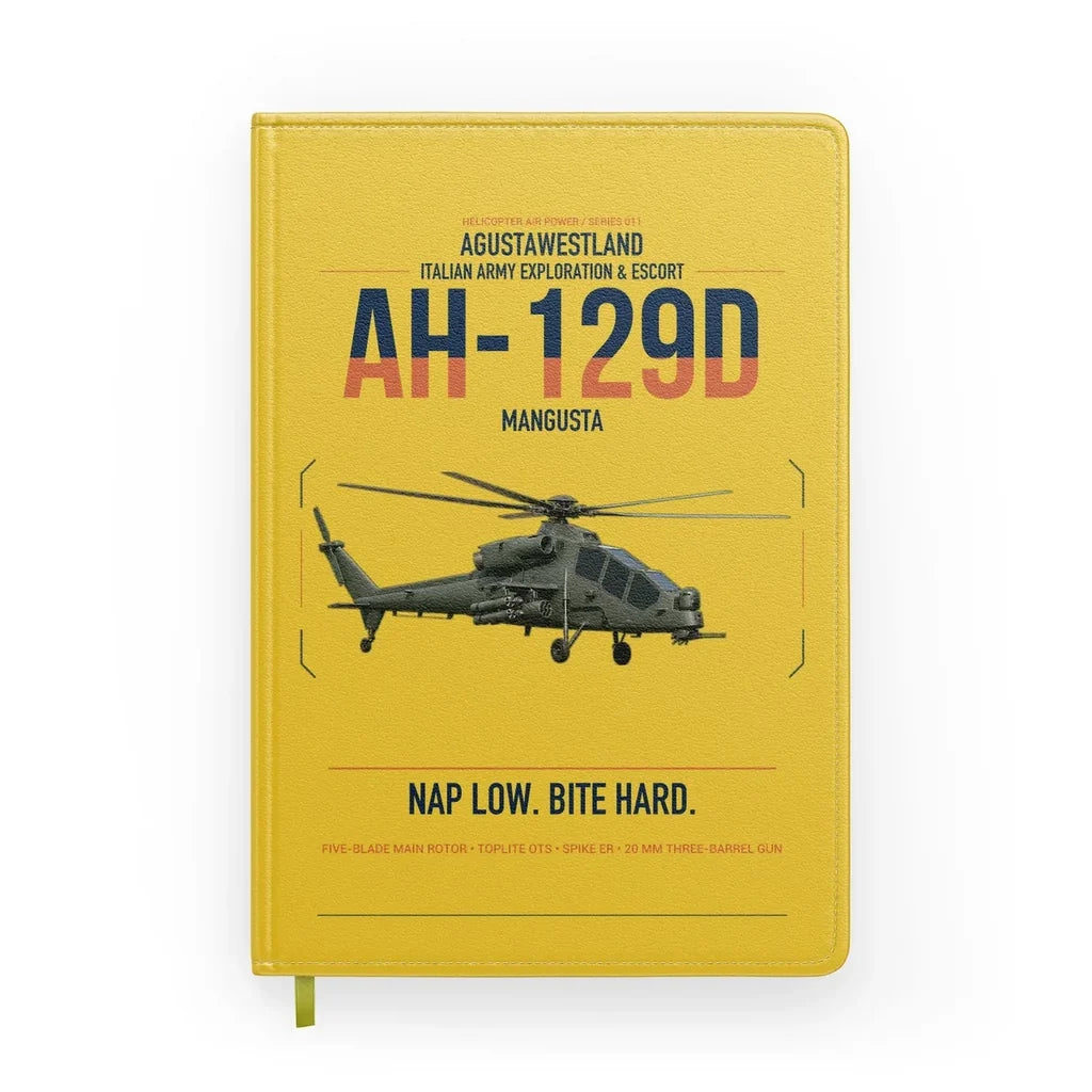 AgustaWestland AH-129D Mangusta design on yellow notebook