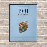 Thumbnail for Boise Airport BOI vertical canvas print - framed - light blue background