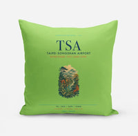 Thumbnail for Taipei Songshan Airport (TSA) design on light green pillow
