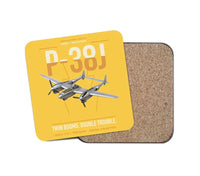 Thumbnail for P-38J Lightning design on yellow 1 piece coaster