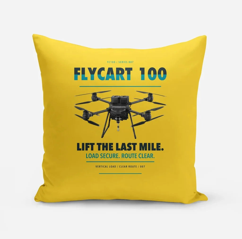 DJI FlyCart 100 design on yellow pillow
