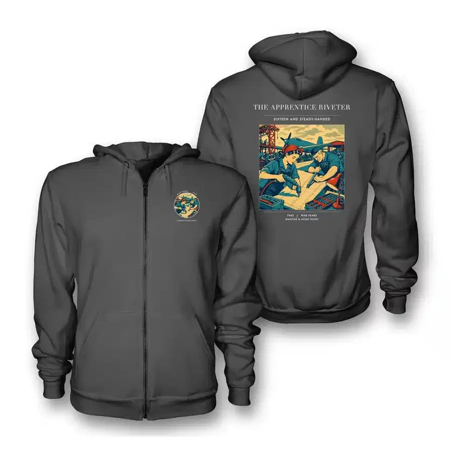 VINTAGE G4530 - The Apprentice Riveter - Premium Zipped Hoodie design on darkgray