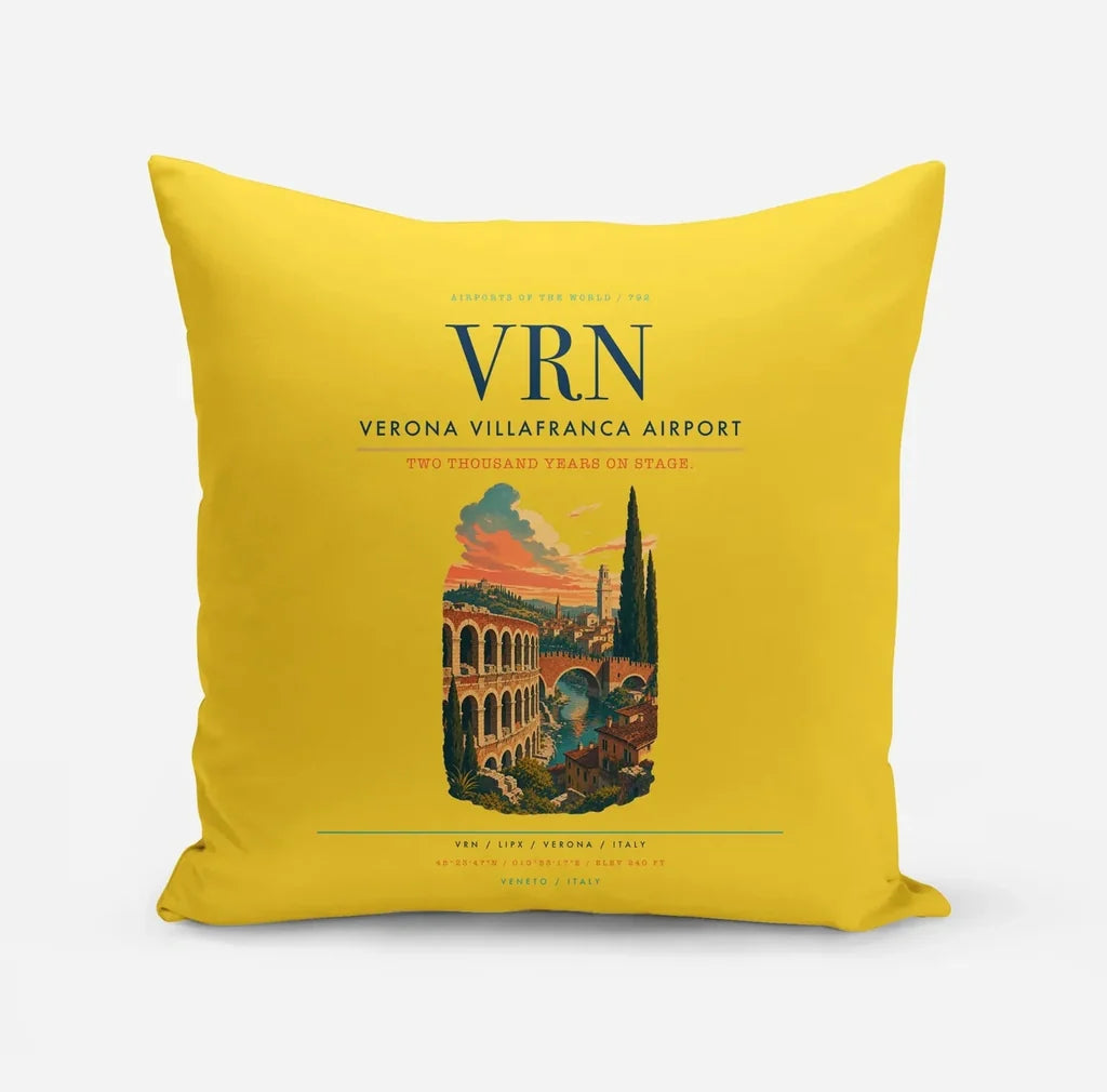 Verona Villafranca Airport (VRN) design on yellow pillow