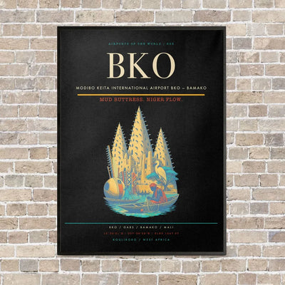 Modibo Keita International Airport BKO — Bamako vertical canvas print - framed - black background