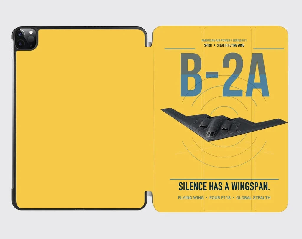 B-2A Spirit design on yellow ipad tablet case