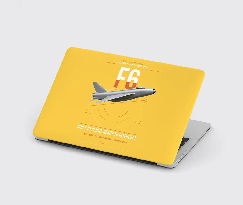 English Electric Lightning F6 design on yellow MacBook case