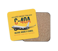 Thumbnail for C-40A Clipper Fleet Logistics Ready design on yellow 1 piece coaster