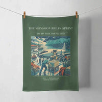 Thumbnail for VINTAGE G4495 - The Monsoon Break Sprint - Designed Towels design on darkgreen