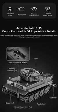 Thumbnail for 925PCS Remote Control Tiger Tank Model - view 3
