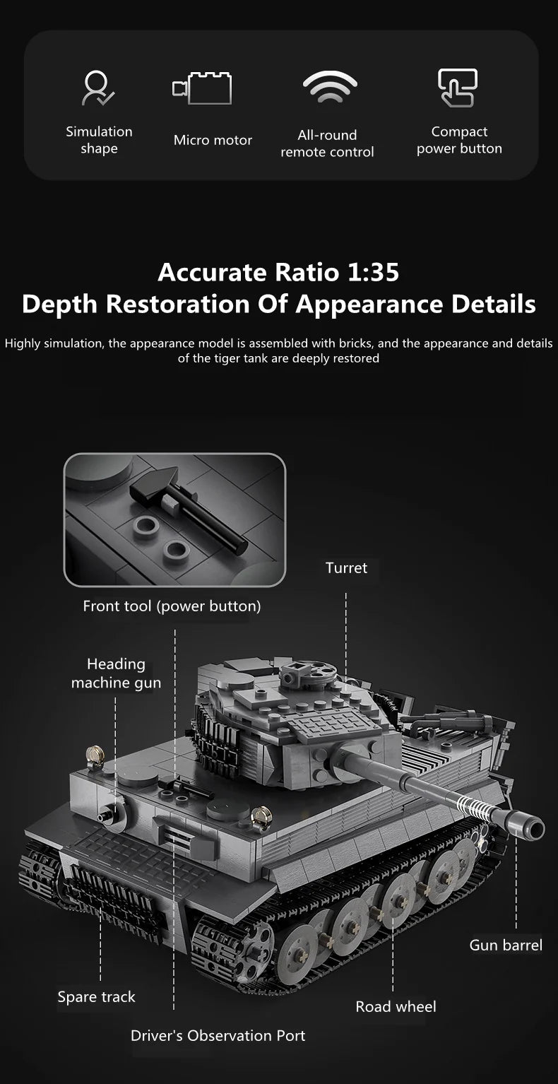 925PCS Remote Control Tiger Tank Model - view 3