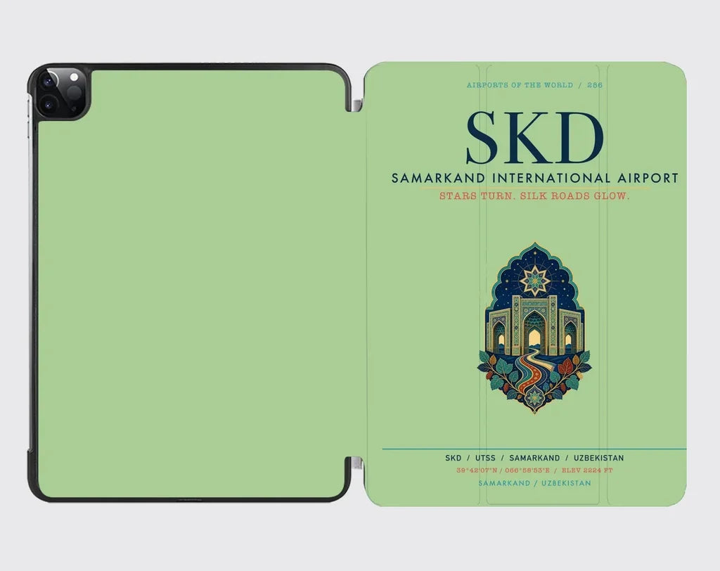 Samarkand International Airport (SKD) design on light green ipad tablet case