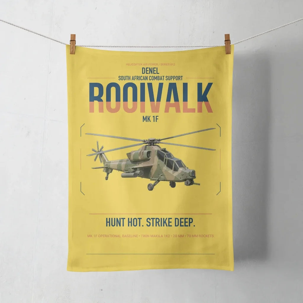 Denel Rooivalk Mk 1F design on yellow towel