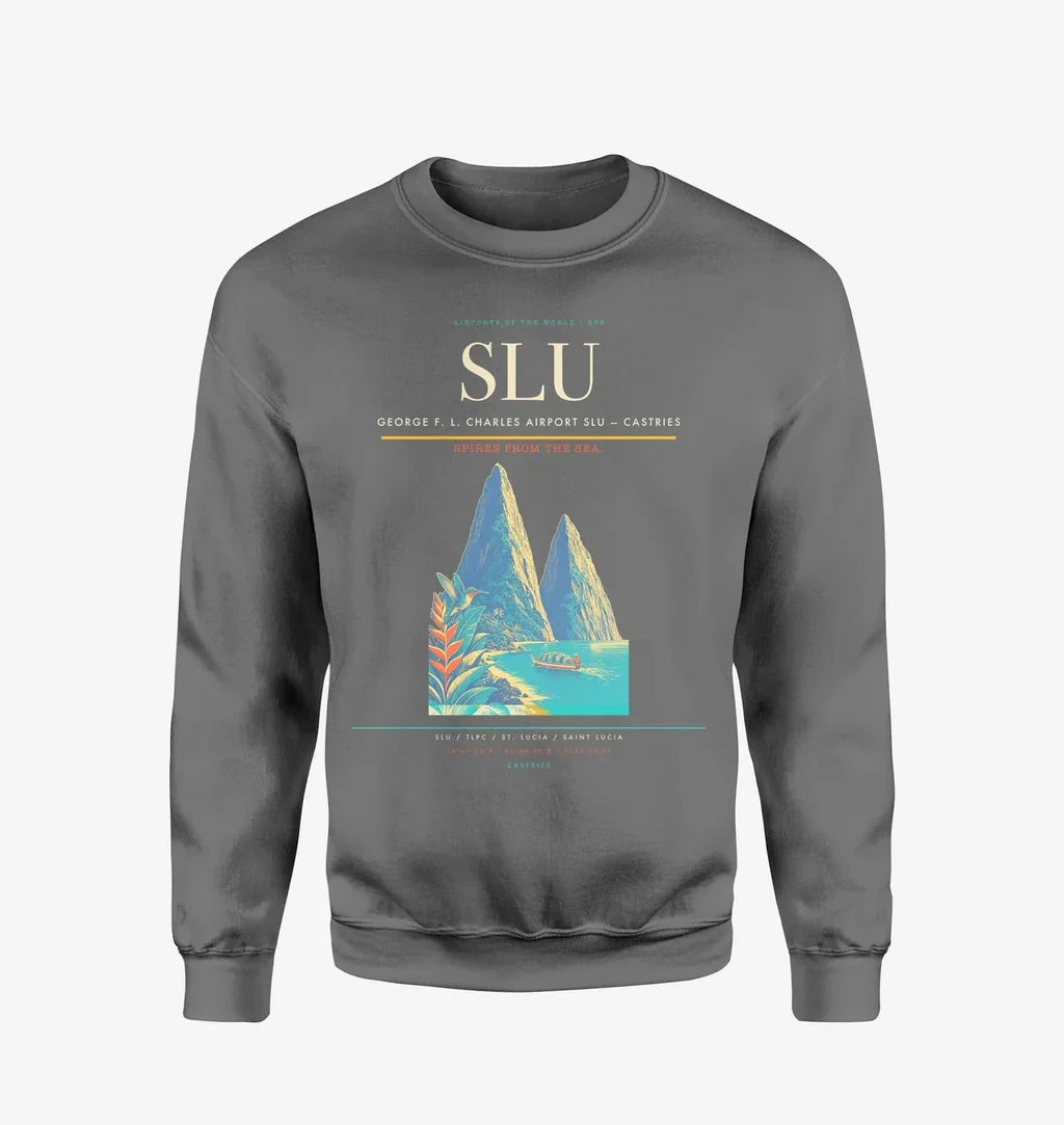 George F. L. Charles Airport (SLU) design on gray sweatshirt