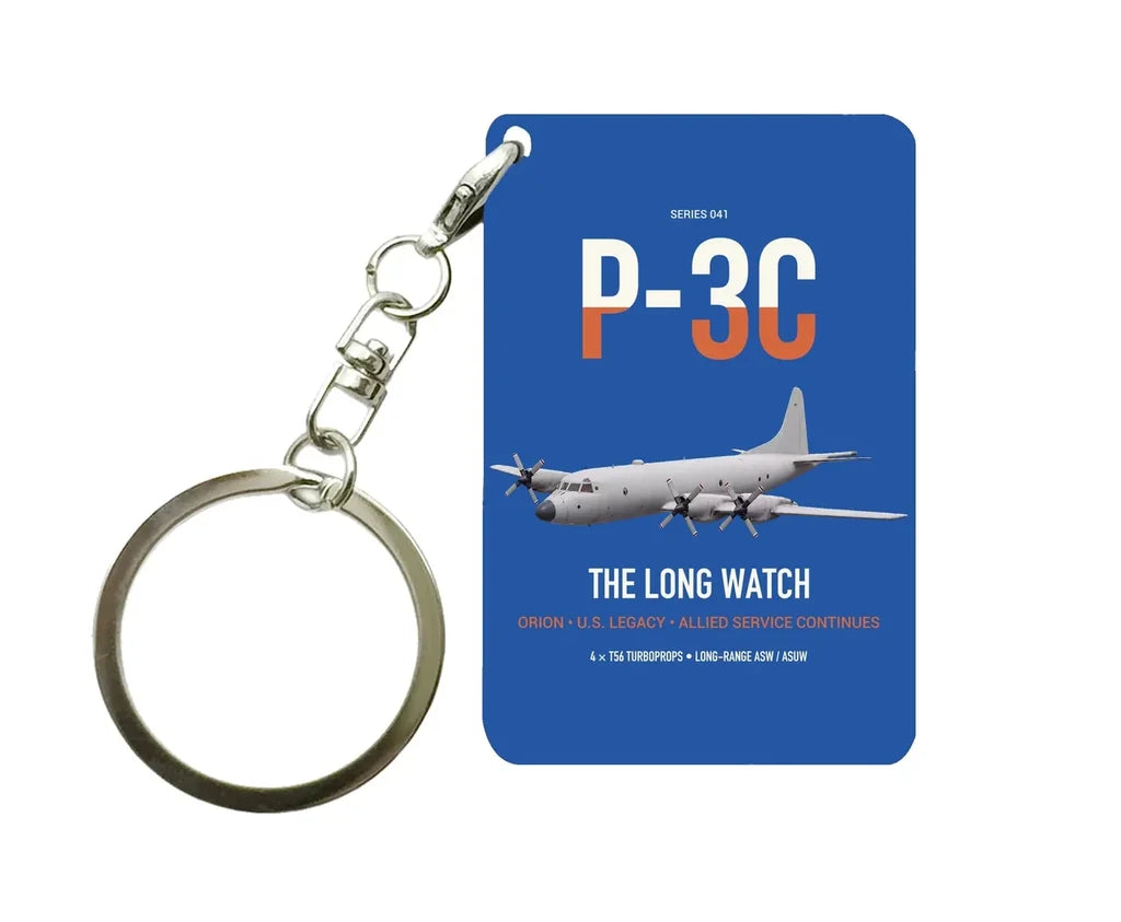 P-3C Orion design on blue designed key chain, double-side print