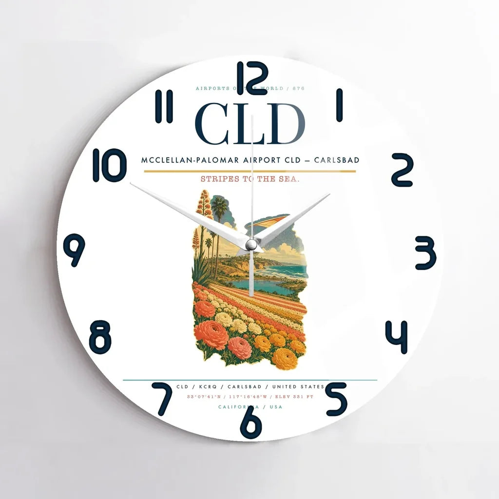 McClellan-Palomar Airport (CLD) design on white no frame wall clock
