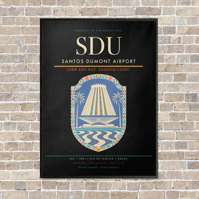 Santos Dumont Airport SDU vertical canvas print - framed - black background