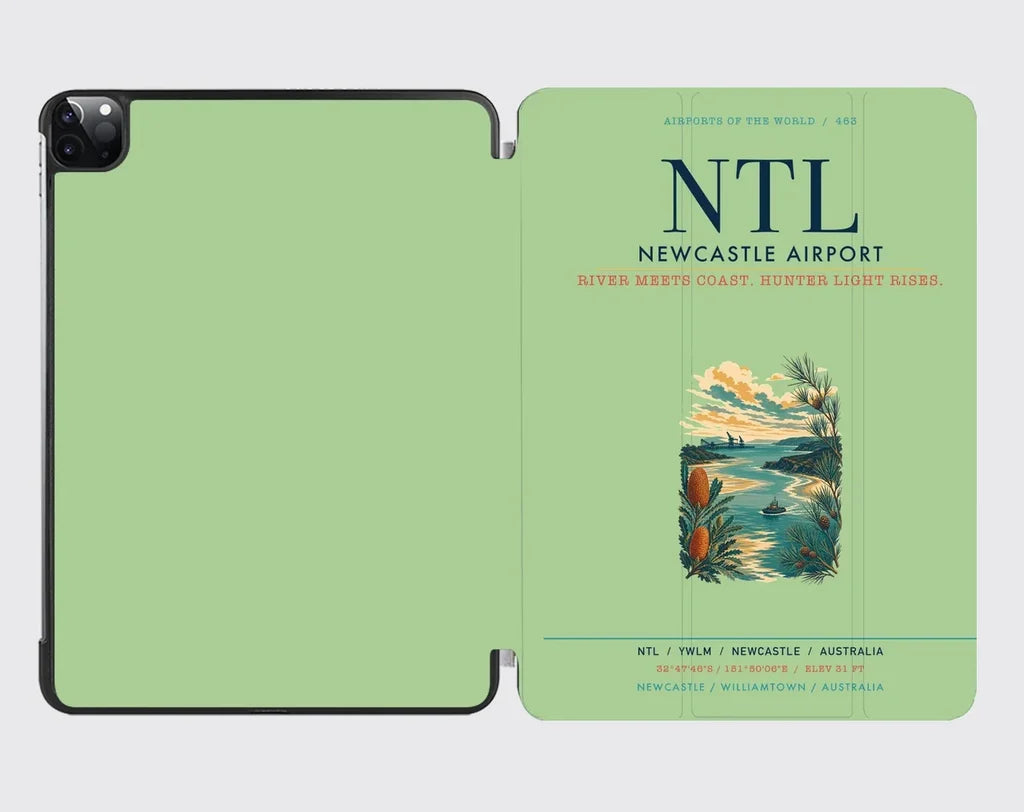 Newcastle Airport (NTL) design on light green ipad tablet case
