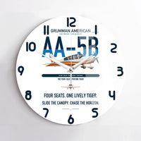 Thumbnail for Grumman American AA-5B Tiger design on white no frame wall clock