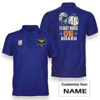Thumbnail for SIGNAL 432 - Flight Nurse On Board - Double-Side Polo design on blue double side polo with custom name badge